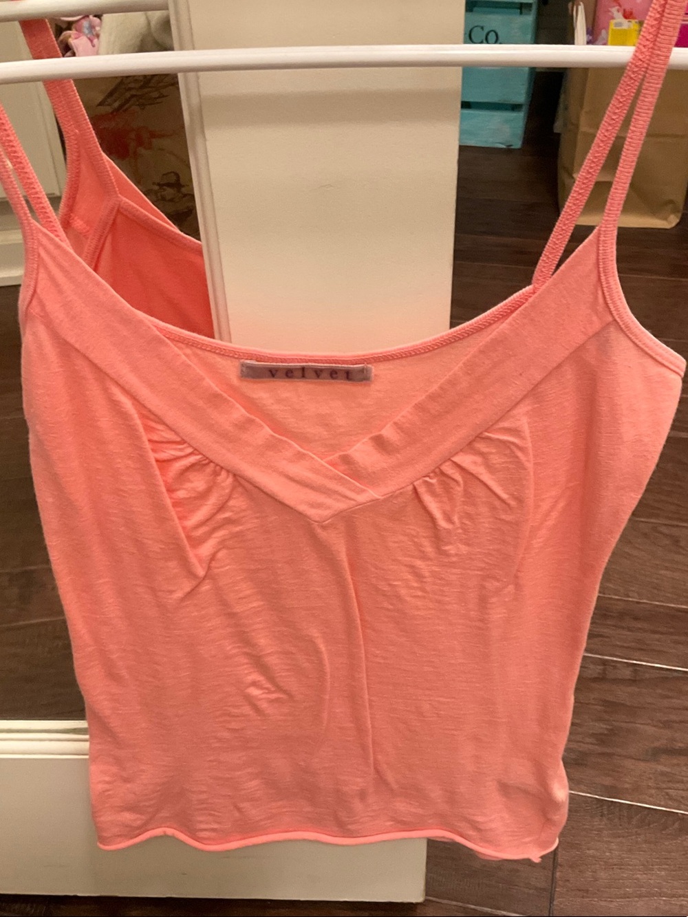 Velvet Coral Pink V-Neck Tank Top